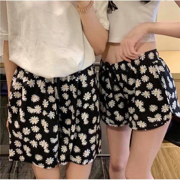 SET QUẦN BẠN THÂN ỐNG RỘNG LƯNG CAO HỌA TIẾT HOA CÚC - QUẦN ĐÙI DAISY - QUẦN LỬNG HOA NHÍ HOT