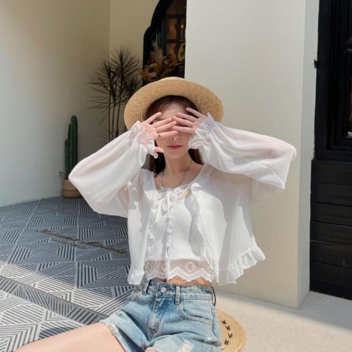 Áo Khoác Voan Mỏng Dáng Ngắn Thời Trang Mùa Hè Dành Cho Nữ