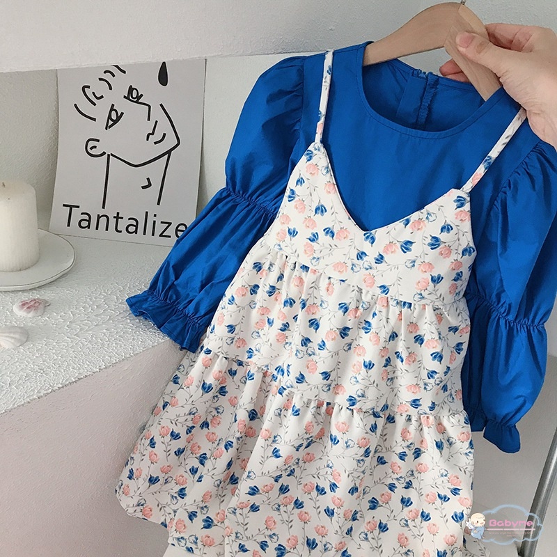 Đầm Tay Dài In Hoa Phong Cách Hàn Quốc Dành Cho Bé Gái