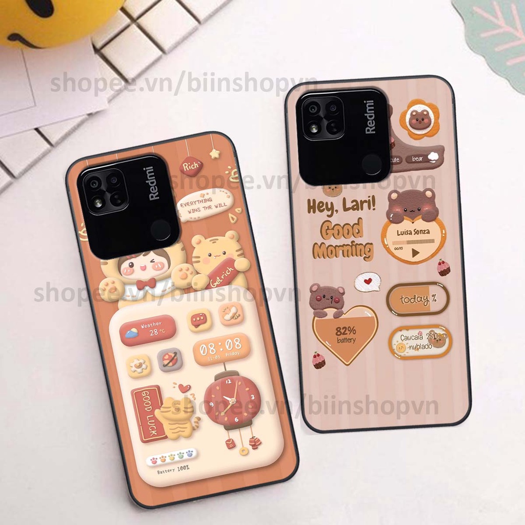Ốp Xiaomi Redmi 10C / Redmi 10A in 3D icon gấu nổi siêu xinh, siêu đáng yêu, cá tính phong cách