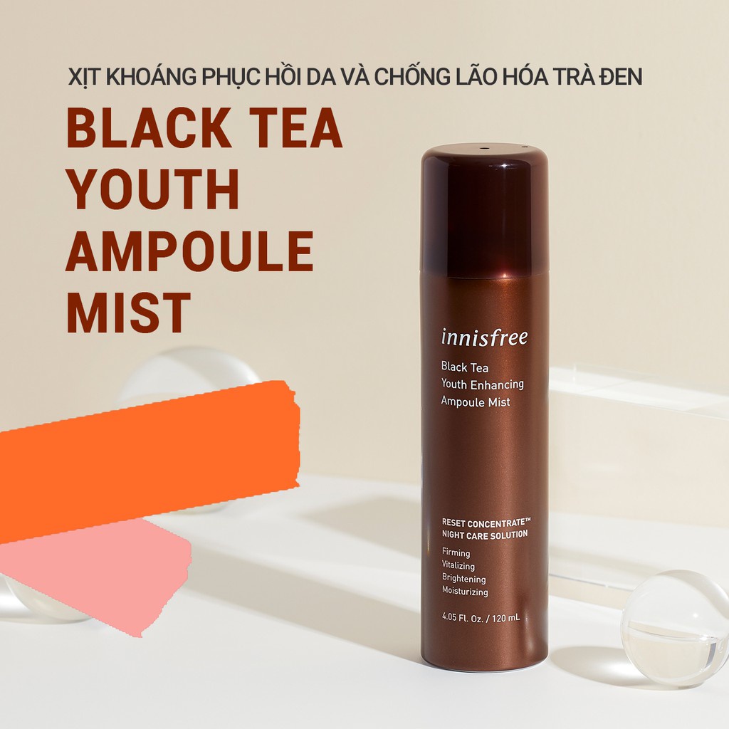 Xịt khoáng phục hồi da và chống lão hóa trà đen innisfree Black Tea Youth Enhancing Ampoule Mist 120ml