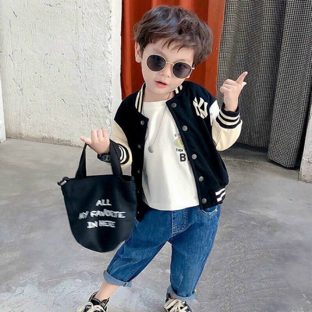 Áo khoác xuất hàn cho bé trai bé gái cao cấp mẫu bóng chày mềm mịn thun co giãn tốt cho bé từ 10-24kg shop vyvykids