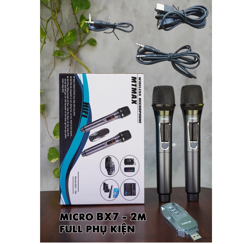 Micro Không Dây Karaoke Cho XE ô tô, LOA Bluetooth BX7 K18V phiên bản mới đa năng cao cấp