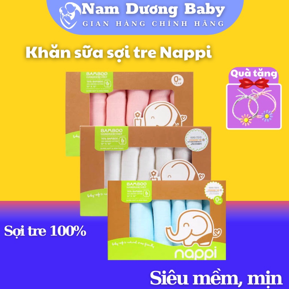 Khăn sữa sợi tre | Khăn Sữa cho bé thương hiệu Nappi Thái Lan 100% sợi tre | Khăn sữa, khăn xô an toàn cho bé