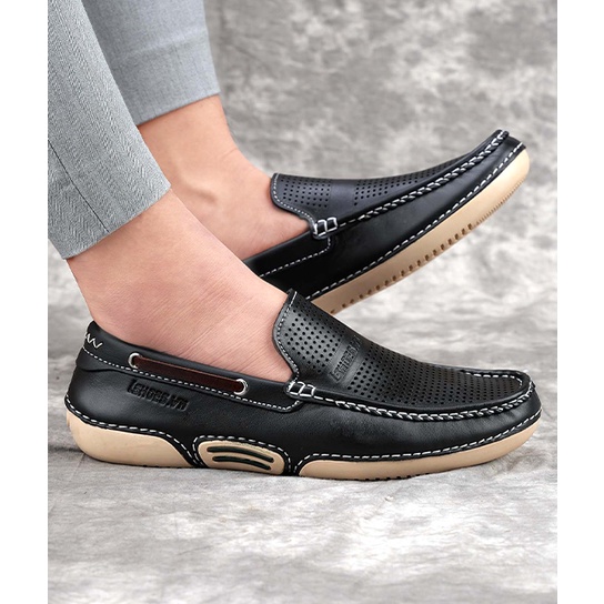 Giày lười da nam, da bò thật cao cấp, đi mềm, êm, siêu thoáng khí IS269