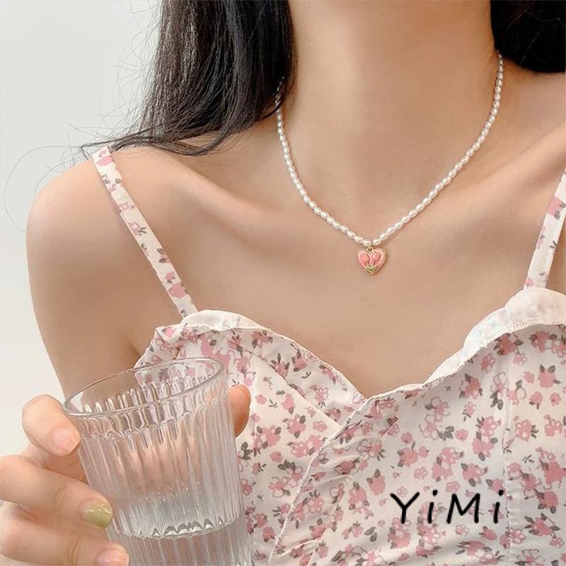 Vòng cổ Mặt Hoa Tulip Đính Ngọc Trai Nhân Tạo Thời Trang