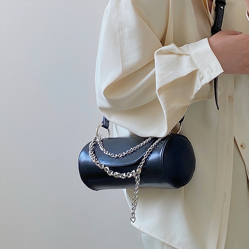 Túi đeo vai IELGY hình trụ phối dây xích thời trang cho nữ