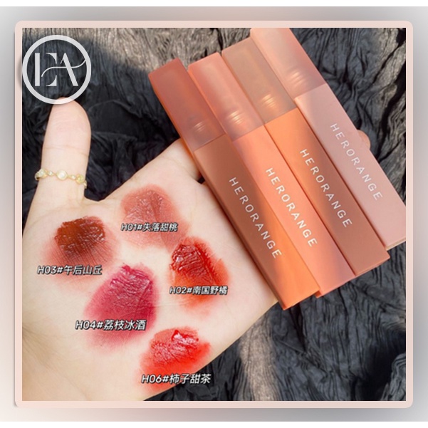 HERORANGE Nhật ký màu sắc Kem môi bùn Nhung môi sương mù men Son môi học sinh câm