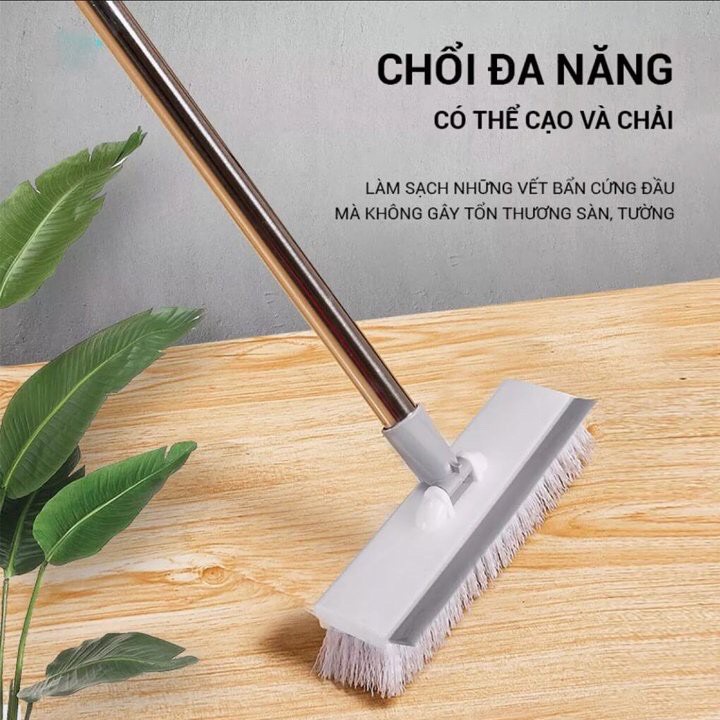 Chổi lau sàn,cây lau sàn gạt nước quét gạch 2 đầu tiện lợi dễ điều chỉnh chiều dài,bàn xoay và bàn cứng