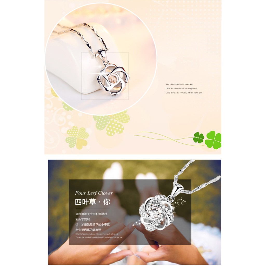 Dây chuyền nữ S925 Four Lesf Clover đính đá Zircon tinh tế