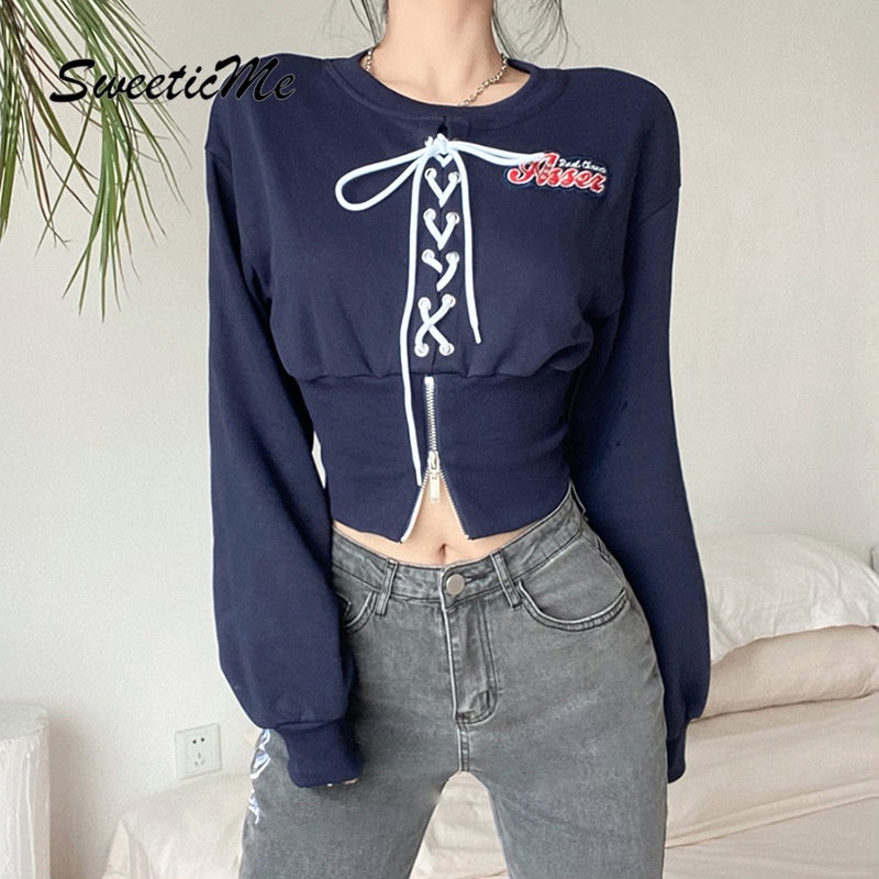 Áo Sweater Cổ Tròn Tay Dài Dáng Ôm Phối Màu Tương Phản Thời Trang   Cho Bạn Gái