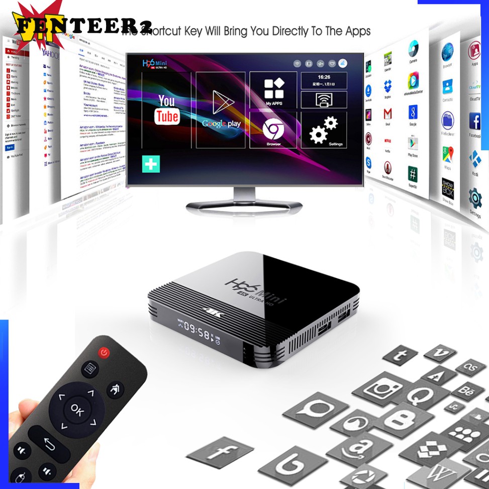 Đầu Tv Box Android 9.0 H96 Mini H8 Rk3228A 2.4g / 5g Wifi 2 + 16gb Uk