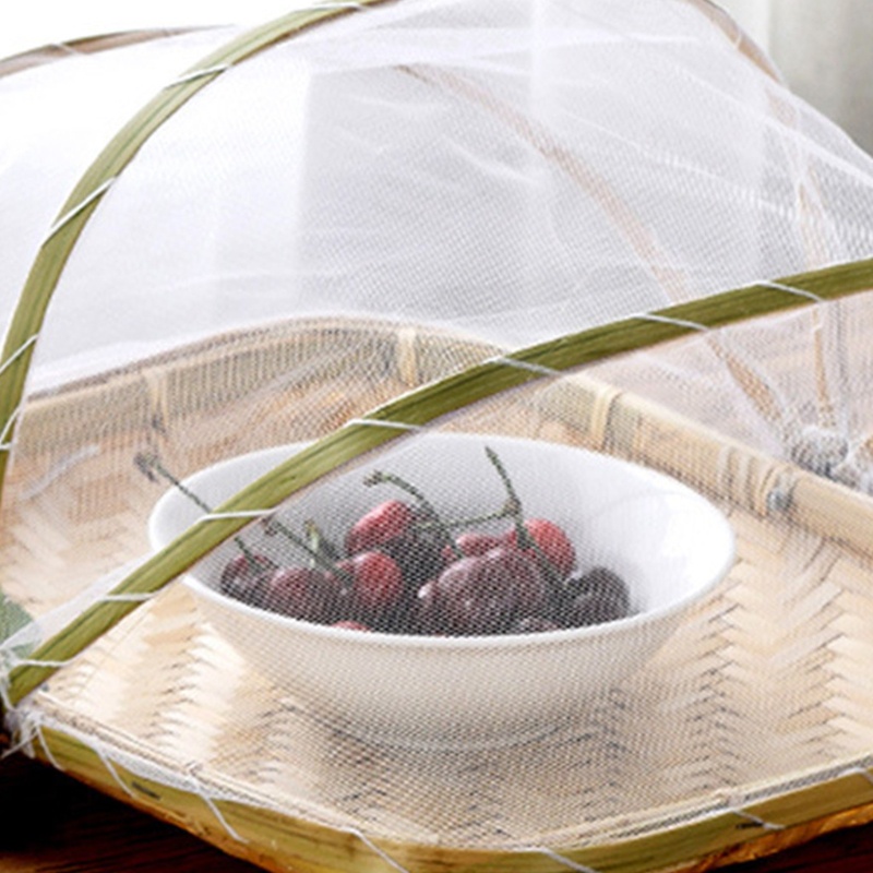 Aoto Rổ Đựng Trái Cây Trái Cây / Rau Củ Handmade Bằng Tre Đan Hình Tròn Chống Muỗi / Côn Trùng