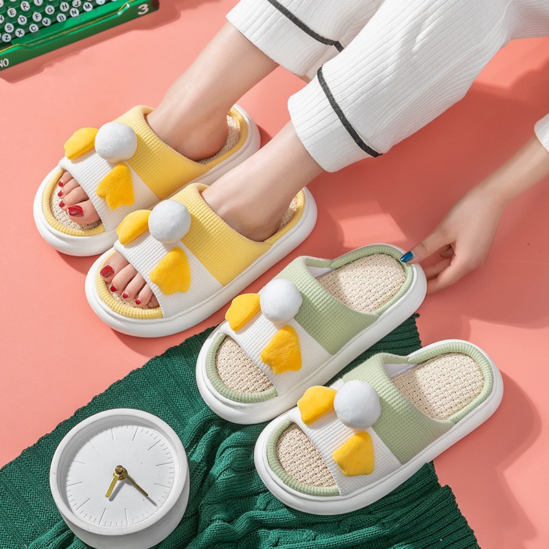 Dép Đi Trong Nhà Bằng Vải Lanh Cotton Dày Chống Trượt Thân Thiện Với Da