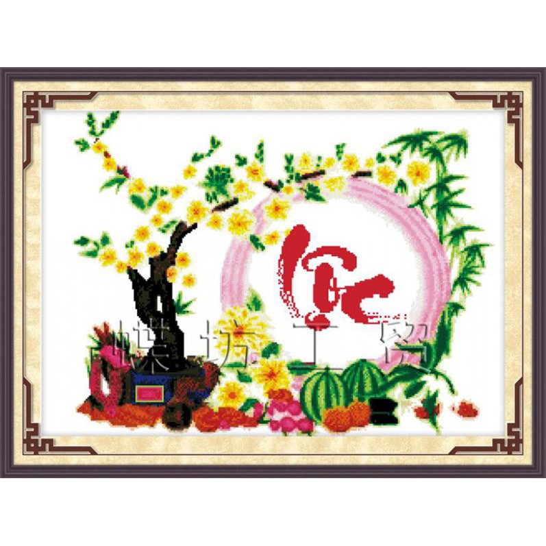 Tranh Thêu Chữ Thập Lộc Mai Vàng 222474 (khách tự thêu) KT:73X54CM