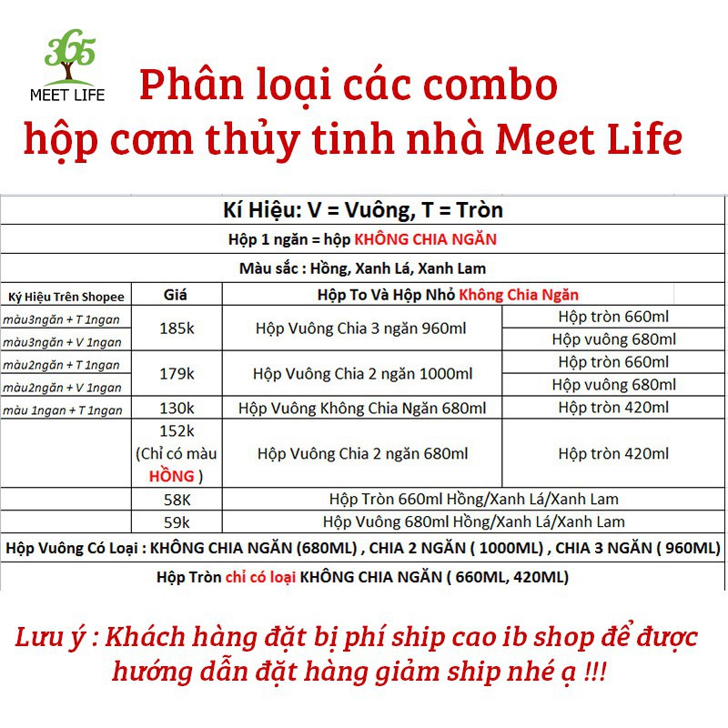 [Combo 2 Hộp] Bộ Hộp Cơm Thủy Tinh Chia Ngăn Cao Cấp Meet Life Tặng Kèm Túi Đựng Giữ Nhiệt+ Đũa Thìa | BigBuy360 - bigbuy360.vn