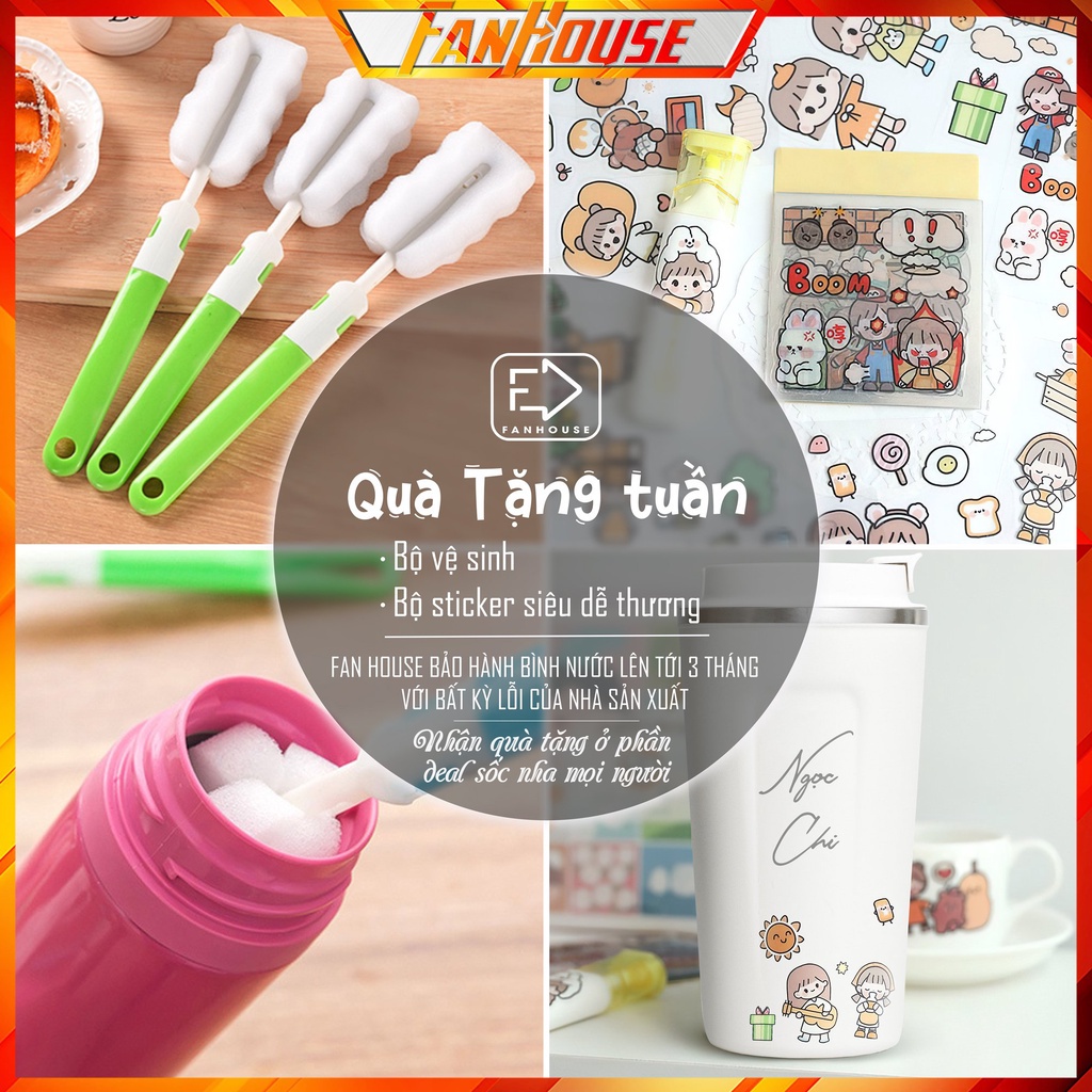 Bình nước 2 lít tặng Sticker dành cho người lười uống nước có ống hút, vạch chia nhắc giờ