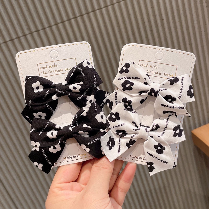 Kẹp Tóc Ruy Băng Họa Tiết Hoa Dễ Thương Dành Cho Bé Gái