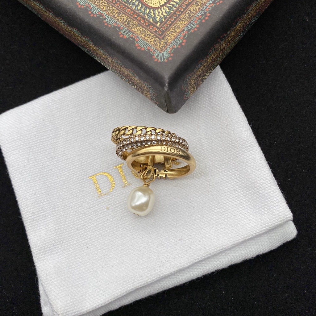 Nhẫn Ba Lớp Họa Tiết Chữ Dior Thời Trang Thanh Lịch Tinh Tế