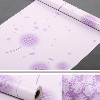 Combo 5m giấy dán tường keo sẵn khổ 45cm mẫu bồ công anh tím