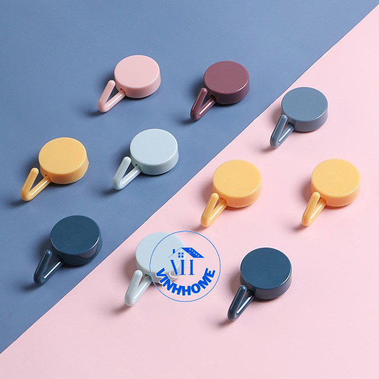Móc Tròn Treo Đồ Dán Tường Đa Năng Trang Trí Nhà Nhiều Màu, móc dán tường mini chắc chắn chịu lực, màu sắc tươi tắn