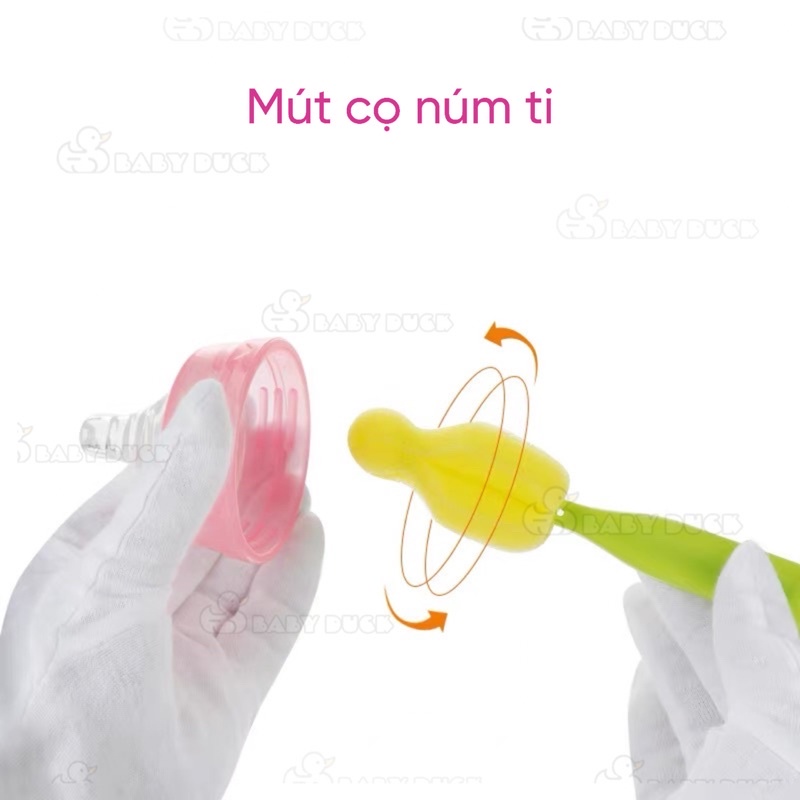 Set cọ rửa bình sữa bình uống nước 5 món, cọ núm ti, cọ dây hút sữa