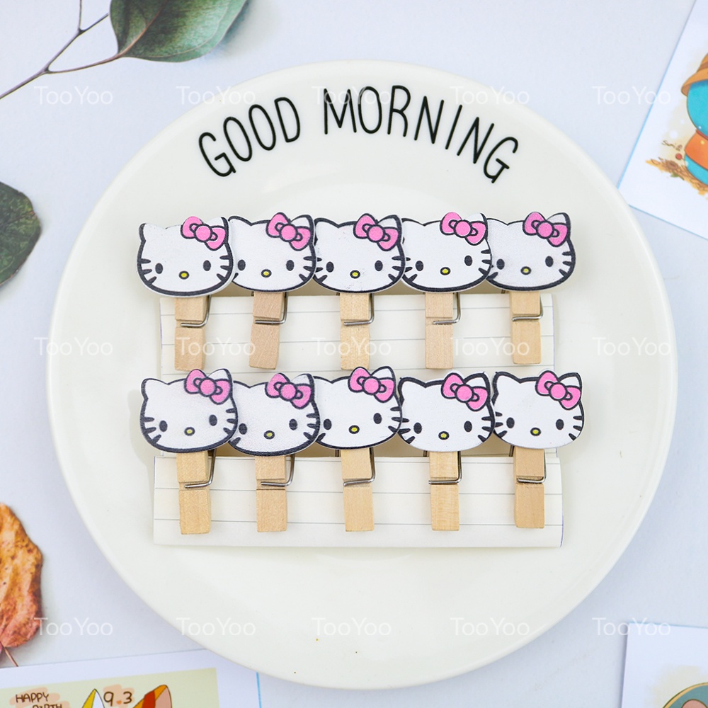 SET 10 Kẹp gỗ treo ảnh chủ đề MÈO kèm 140cm dây dễ thương cute TooYoo TY0240