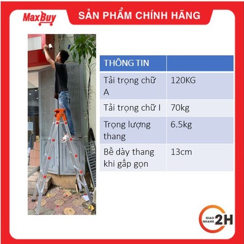 [Giao nhanh 2h HN] Thang nhôm gấp chữ A Việt Nam MB-20 chiều cao chữ A 2m