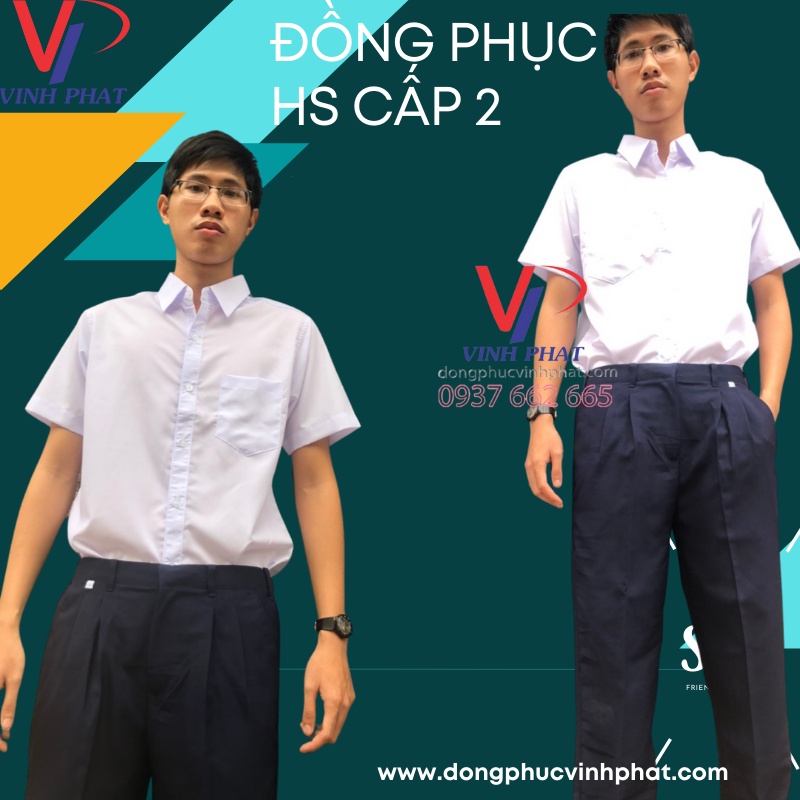 Áo Sơ Mi Trắng Nam Ngắn Tay Đồng Phục Học Sinh Đi Học Cấp 2 &amp; Cấp 3 - Thương Hiệu Vĩnh Phát