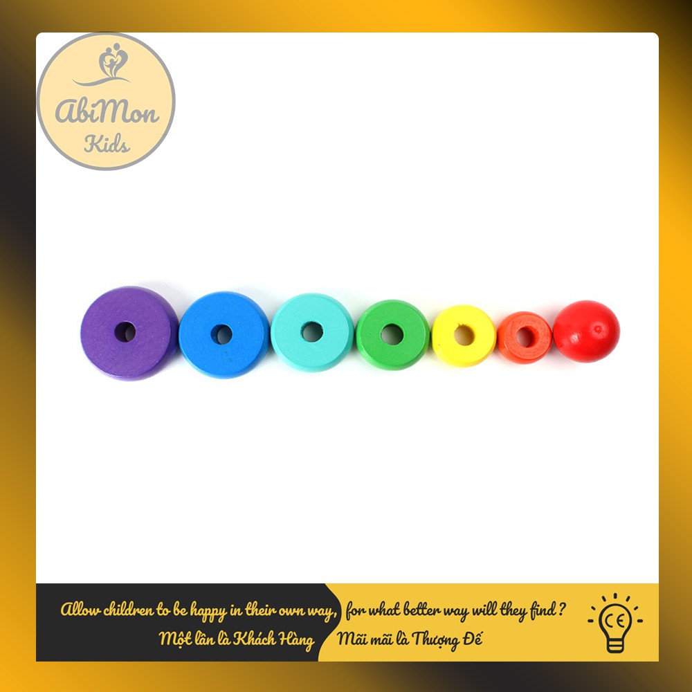 🌻 Bộ Xếp Tháp Cầu Vồng Bằng Gỗ Cho Bé ☘️ Montessori cao cấp ✨