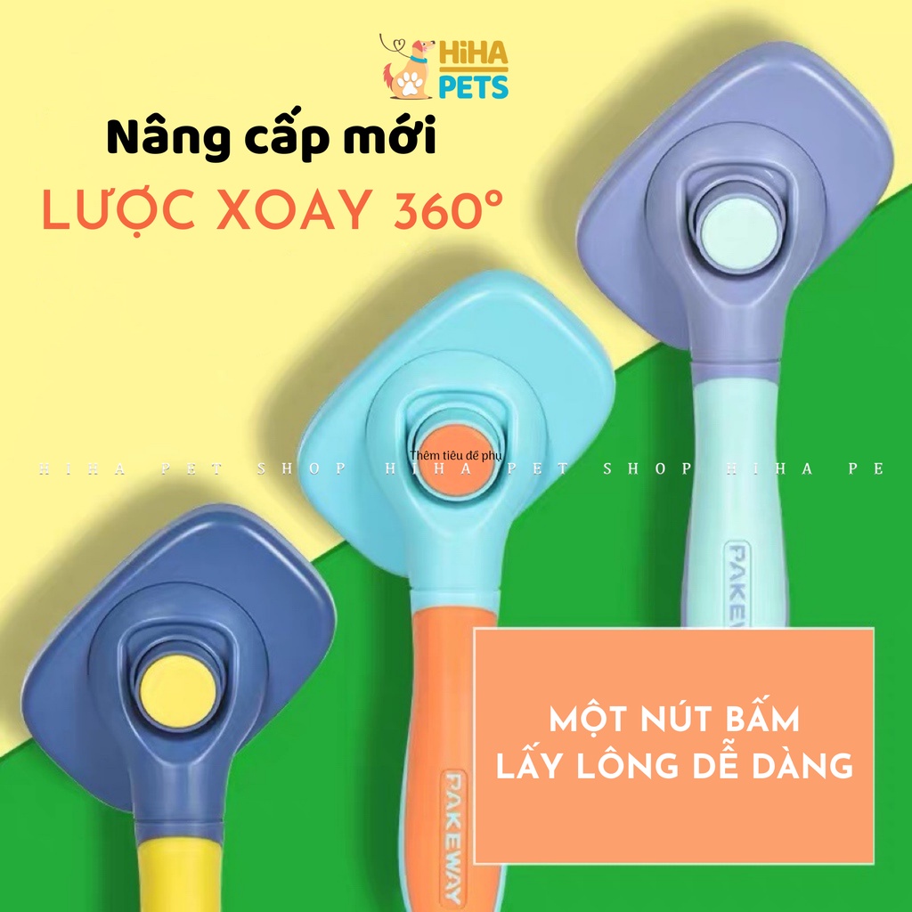 Lược Chải Lông Chó Mèo Xoay 360 Độ Bấm Nút Tự Động Lấy Lông T10 Mẫu Mới Đầu Lược Massage Da Thú Cưng.