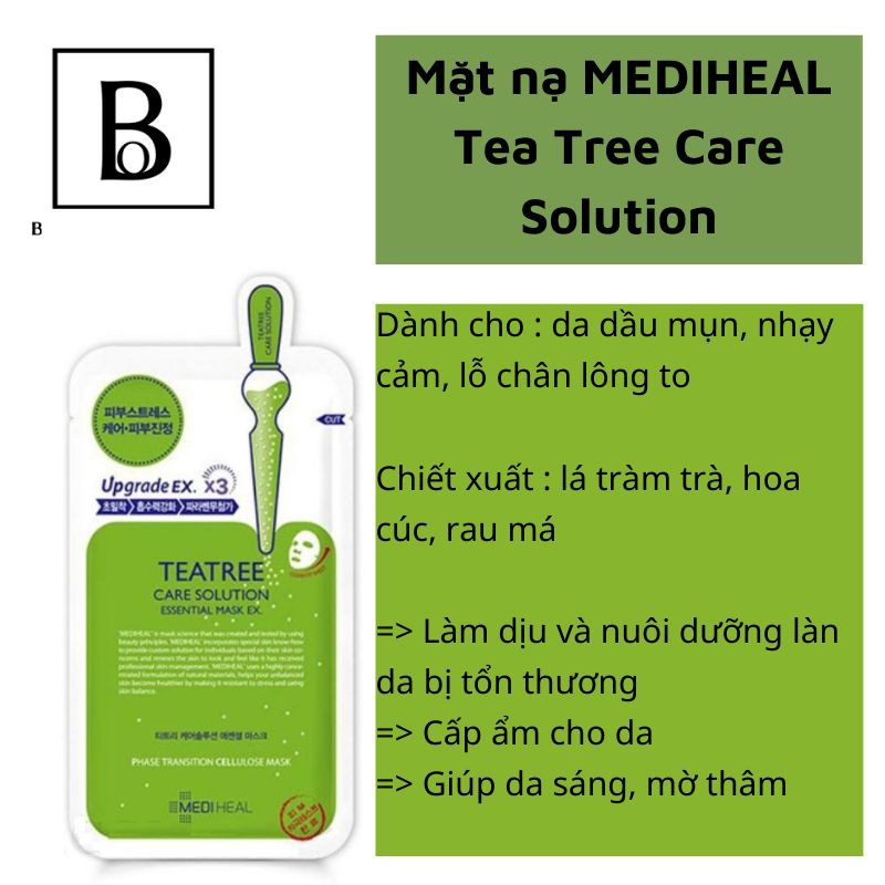 Mặt Nạ Giấy MEDIHEAL Tea Tree, Collagen, Vita Mask 25ml Hàn Quốc - Cấp Ẩm, Dưỡng Trắng, Làm Dịu Da, Loại Bỏ Bã Nhờn