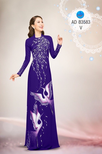Vải áo dài con hạc