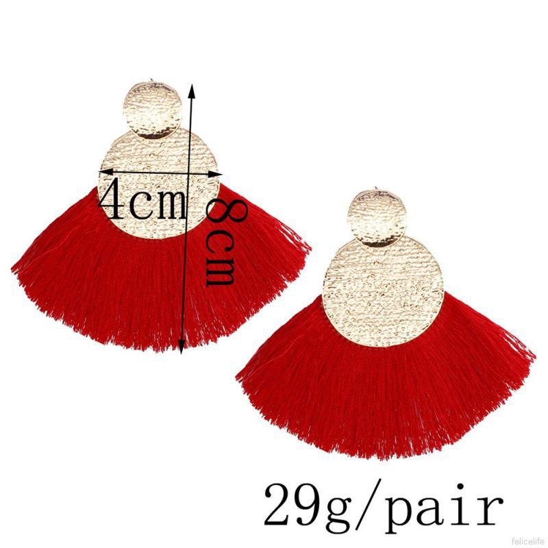 Đôi khuyên tai mặt tròn phối kiểu tua rua xinh xắn cho nữ