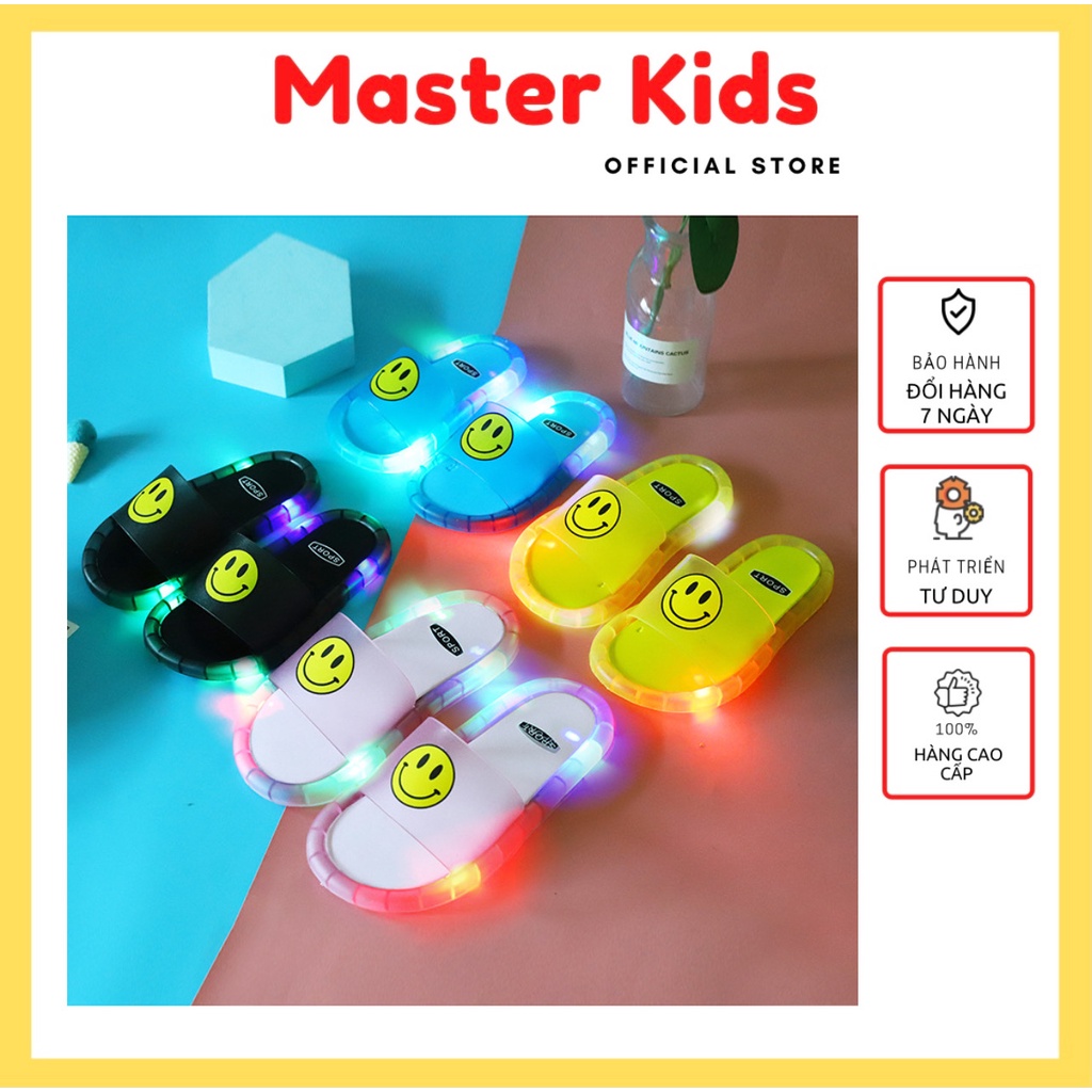 Dép phát sáng đèn LED mặt cười, dép gắn đèn phát sáng cho cha mẹ và bé nhiều màu sắc Master Kids