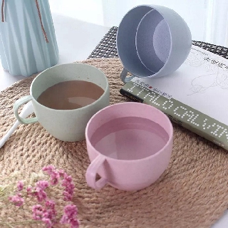Cốc uống trà cafe nhựa lúa mạch có quai cầm (WTC)