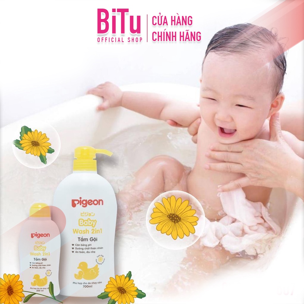 Sữa Tắm Gội Cho Em Bé PIGEON Baby wash 2 in 1 phù hợp cho da nhạy cảm 700ml Đã chuyển qua Mẫu mới