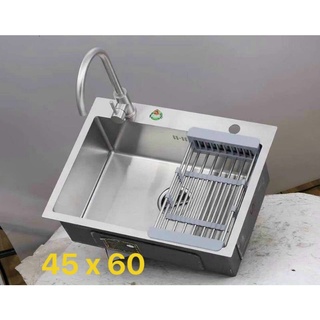 Chậu rửa chén bát 1 hộc lớn inox SUS 304, Bồn rửa chén 1 ngăn hố sâu