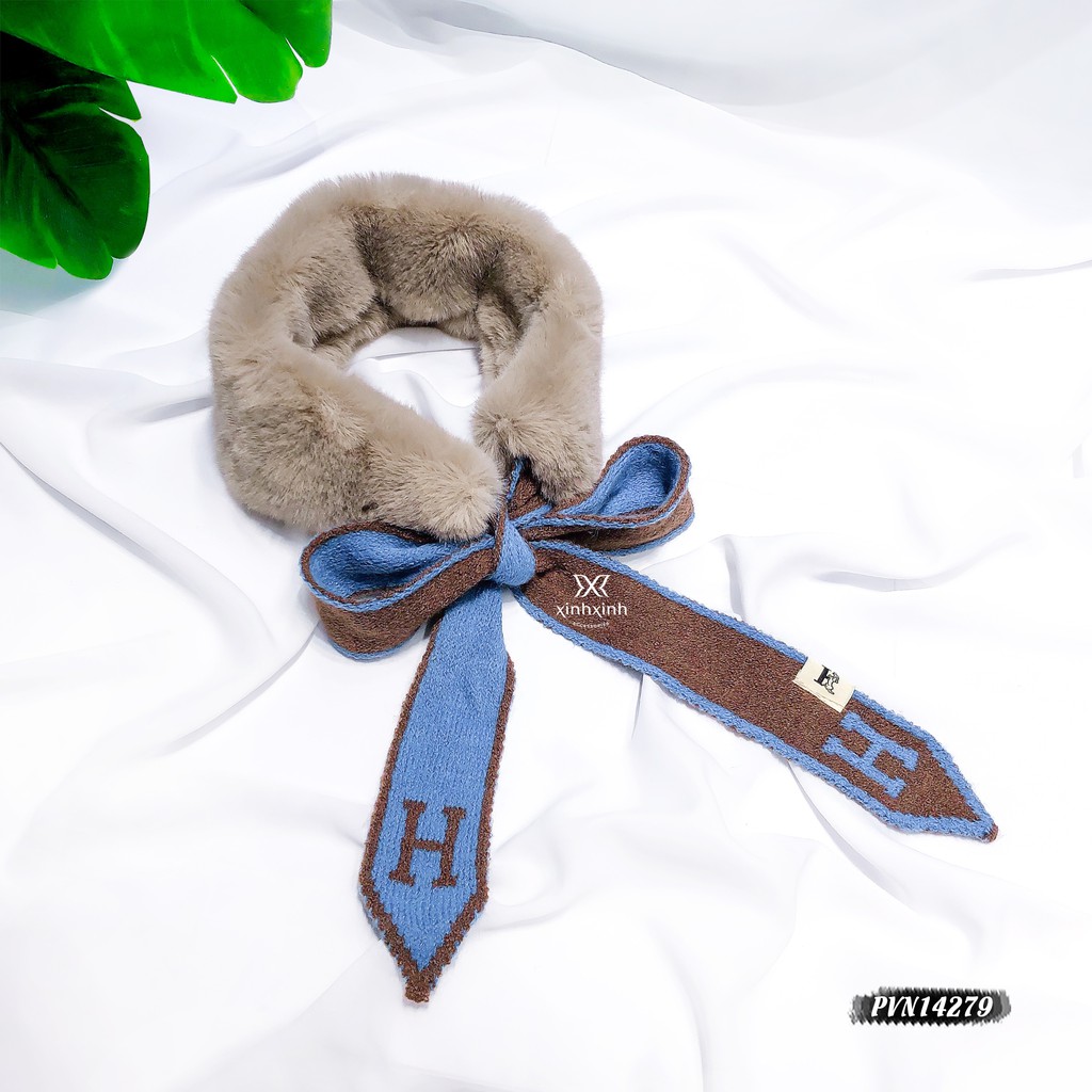 Khăn quàng cổ lông len chữ H đuôi nơ thời trang cho bạn gái - Xinh Xinh Accessories