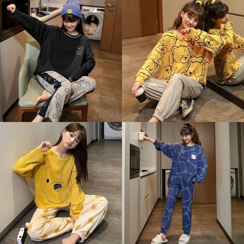 Đồ Ngủ Nữ Cotton Dài Tay Guu Thu Đông Cao Cấp Dễ Thương BDTD02 | BigBuy360 - bigbuy360.vn