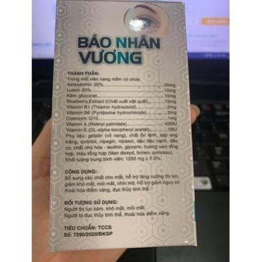 Bảo Nhãn Vương - Hỗ trợ giảm khô mắt, mỏi mắt, thoái hóa điểm vàng, giúp sáng mắt (30 viên)
