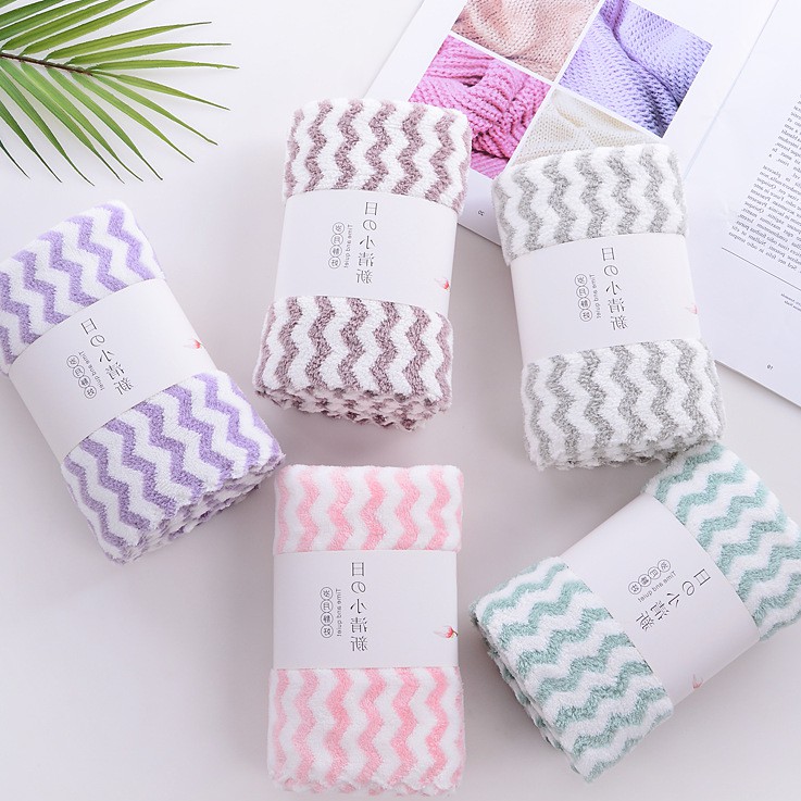 Khăn Mặt Lông Cừu Vân Kẻ Sọc Hàn Quốc Siêu Mềm Đẹp