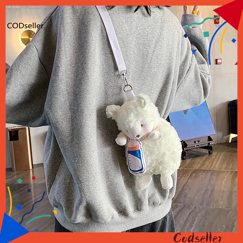 COD_ Plush Crossbody Bag Cartoon Sheep Shape Zipper Closure Handbag Accessories for Daily Life