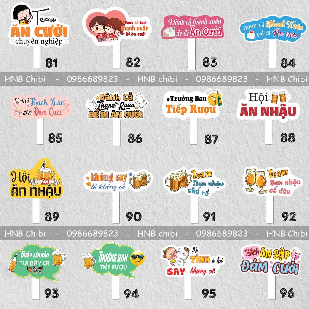 Set 6 hashtag cầm tay check in đám cưới/sự kiện