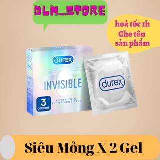 Durex Invisible Extra Thin 3s. Bao cao su Durex siêu mỏng, nhiều gel.