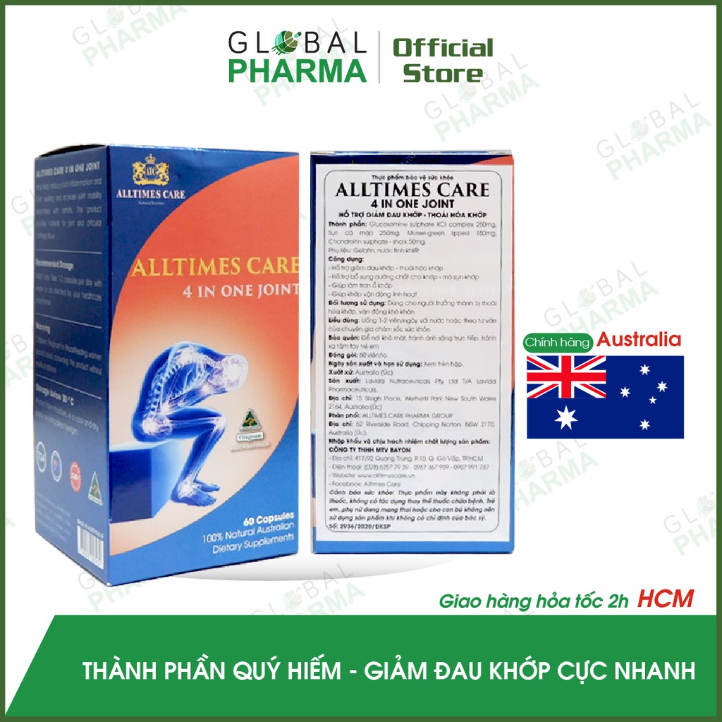 [ ÚC ] Giảm Đau Khớp, Chống Thoái Hóa Khớp Alltimes Care 4 In 1 Joint (Hộp 60 viên)