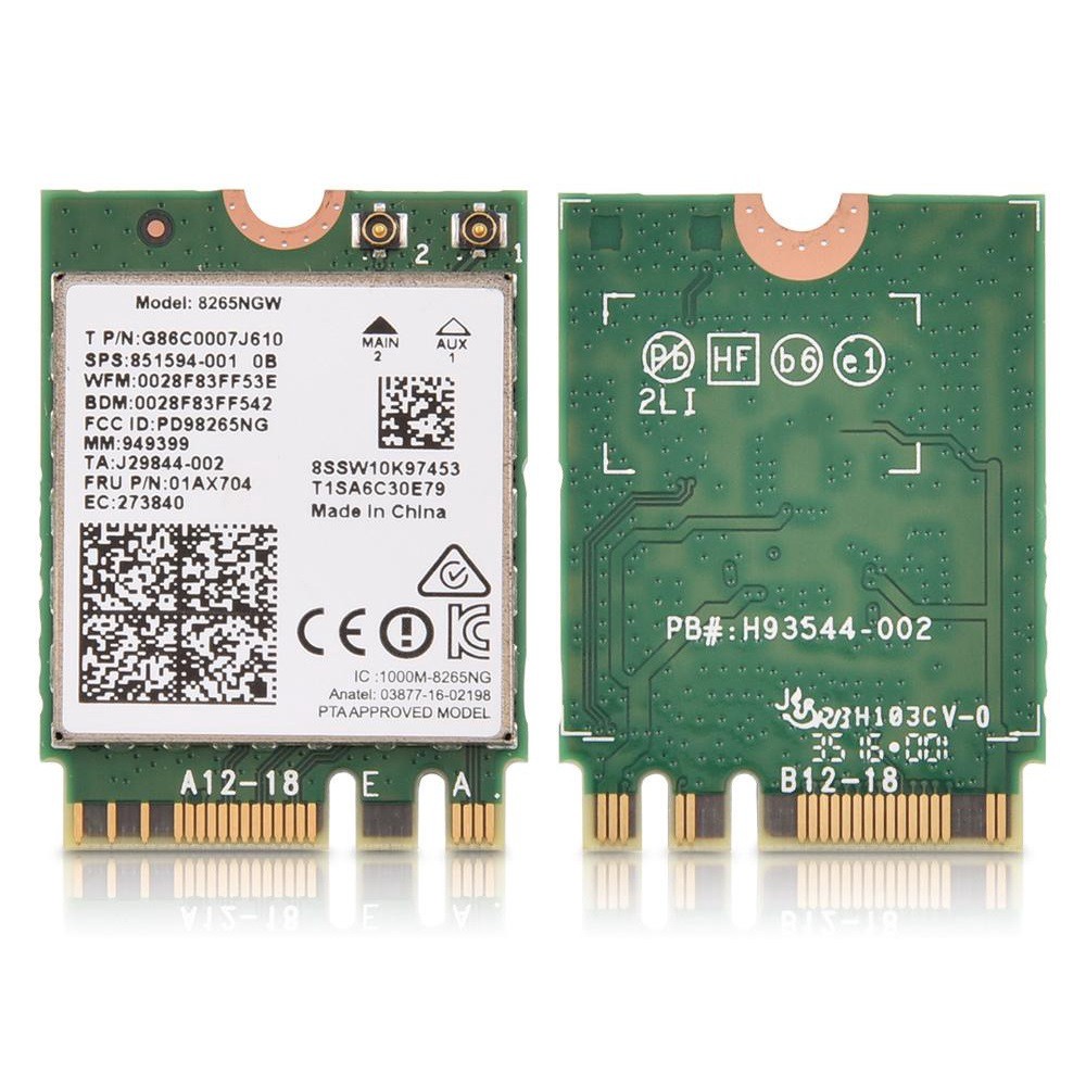 Card wifi cho laptop Intel® Wireless-AC 8265/8265NGW băng tần kép (M.2/NGFF-2230)