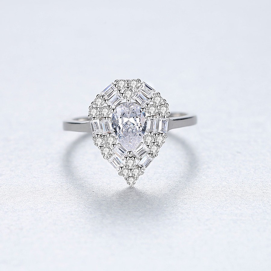 Nhẫn Bạc Nữ Đính Đá Hình Giọt Nước N2418 - Bảo Ngọc Jewelry