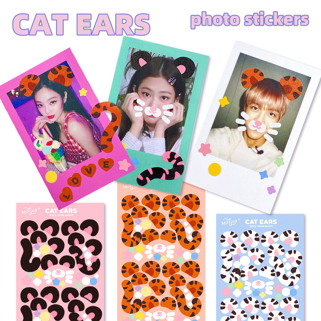 Tấm sticker tai mèo decor toploader, trang trí
