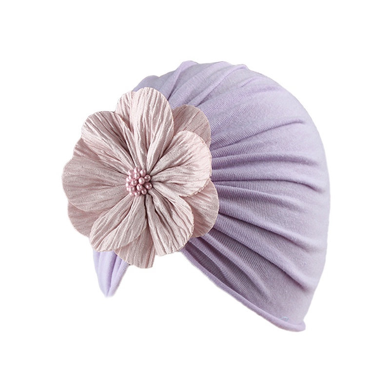 Mũ turban trùm đầu đính hoa lớn dễ thương thời trang mùa hè cho trẻ em